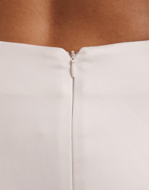 Wanderdoll – Vivienne – För bruden – Vit, kraftig, strukturerad maxikjol i satin med fishtail, del av set, 5 av 5