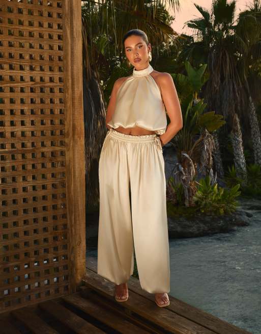 Wanderdoll x Emma Milton Summa satin co-ord in cream, 2 of 3