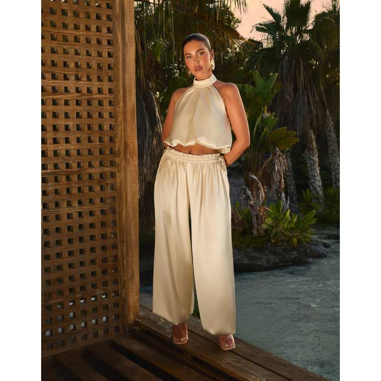 Wanderdoll x Emma Milton Summa satin balloon leg cinched waist