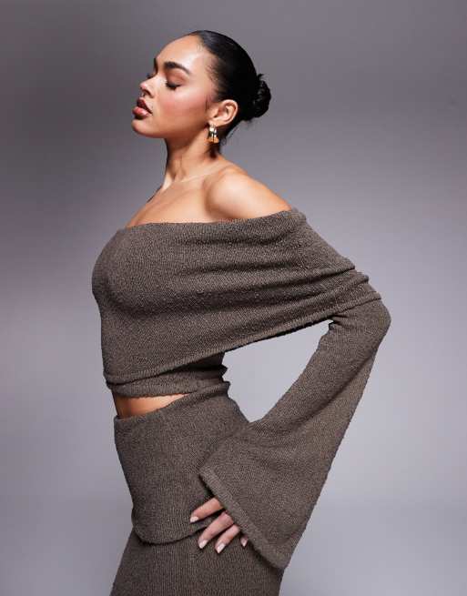 Wanderdoll Yasmin boucle knit extreme foldover top and maxi