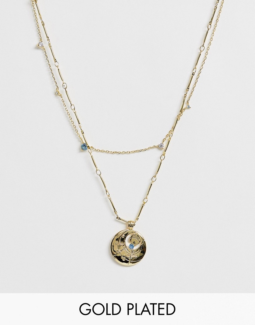 Wanderlust & Co March Birthstone Gold Necklace