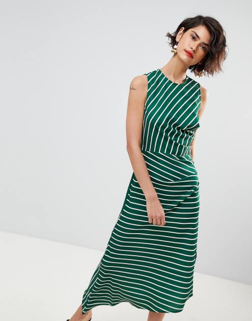 Warehouse Asymmetric Hem Stripe Sleeveless Dress | ASOS