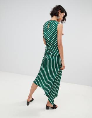 warehouse green leopard asymmetric dress