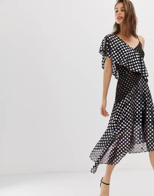 Warehouse foil spot clearance dress