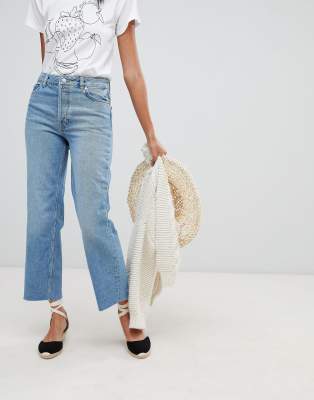 cut off straight leg jeans