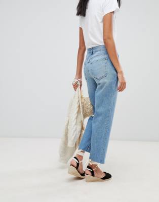 cut off straight leg jeans