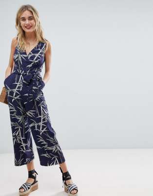 Warehouse Bamboo Print Culotte Jumpsuit | ASOS