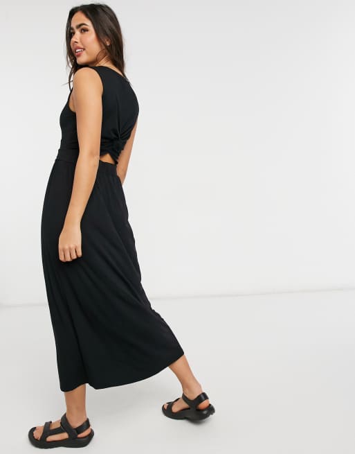 Warehouse Belted O Ring Midi Dress In Black Asos