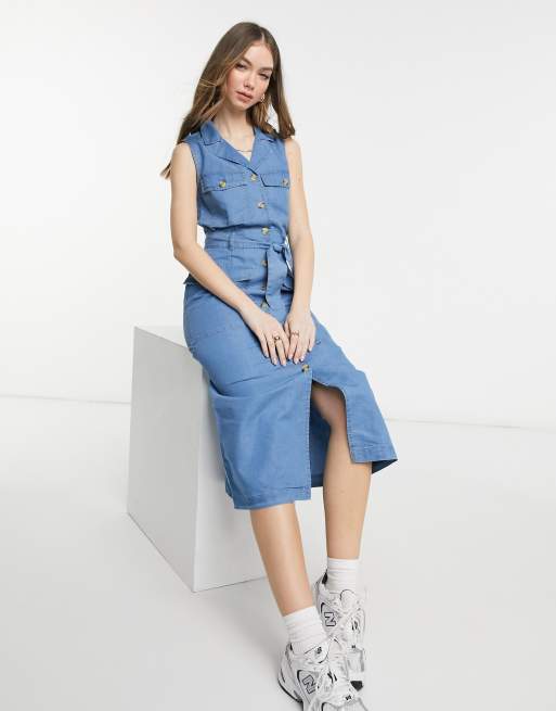 Warehouse denim 2025 pinafore dress