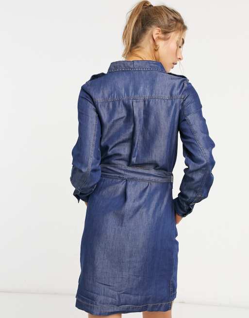 Warehouse belted denim store dress