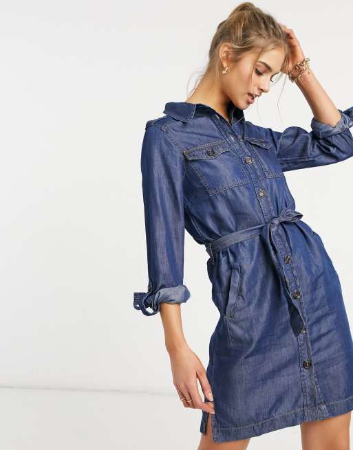 Denim utility hot sale shirt dress