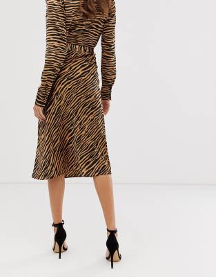 warehouse tiger print midi dress