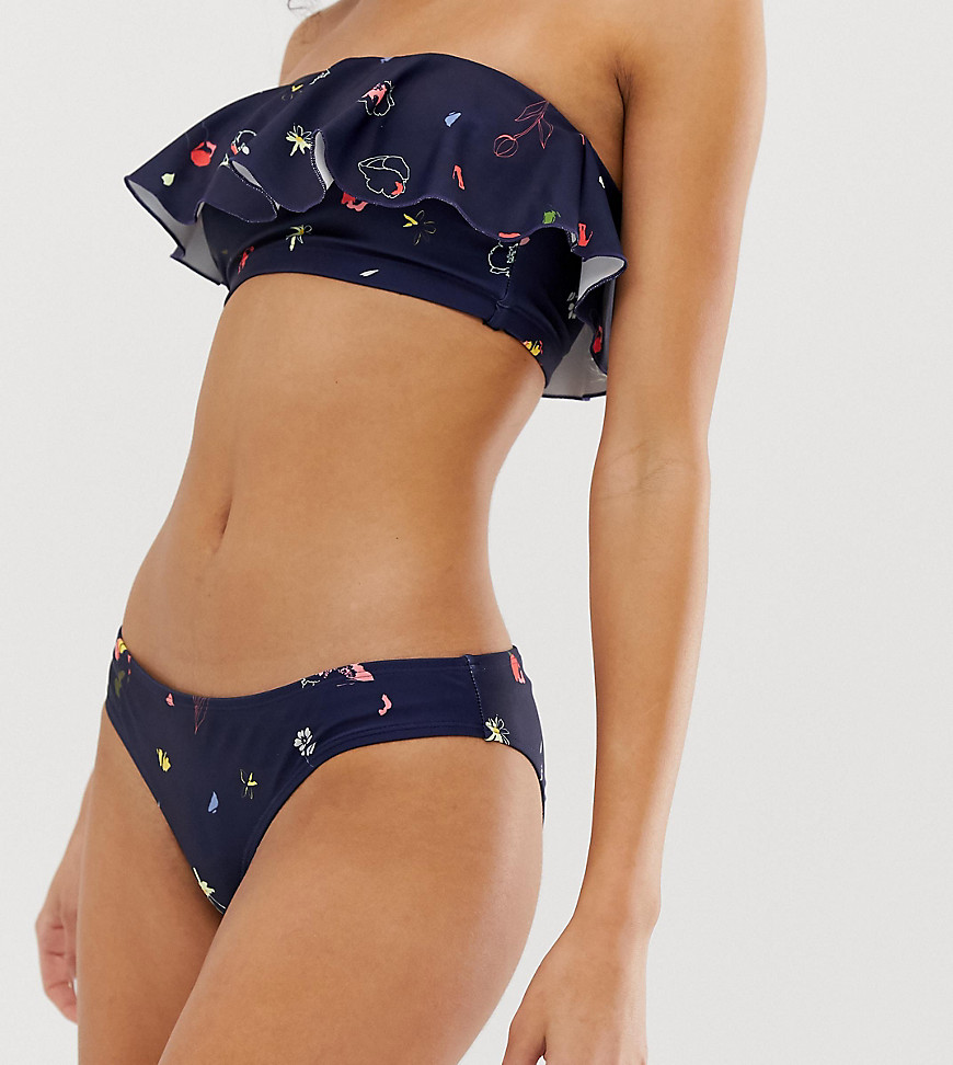 Warehouse bikini bottoms in floral print-Navy