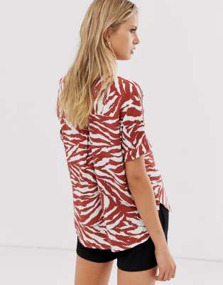 warehouse red leopard print blouse