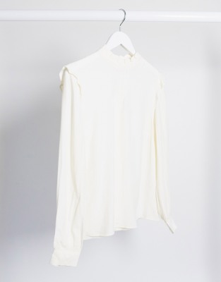 Warehouse blouse with frills in ivory | ASOS