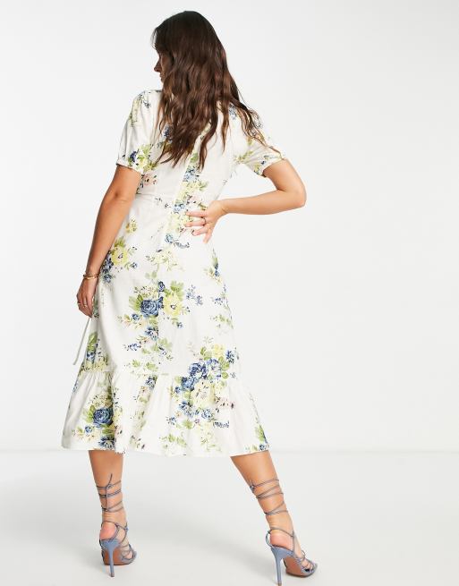 Warehouse floral wrap store dress