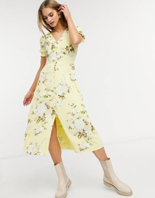 Warehouse yellow 2024 midi dress