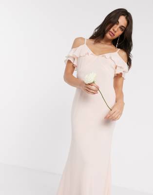 blush cold shoulder maxi dress