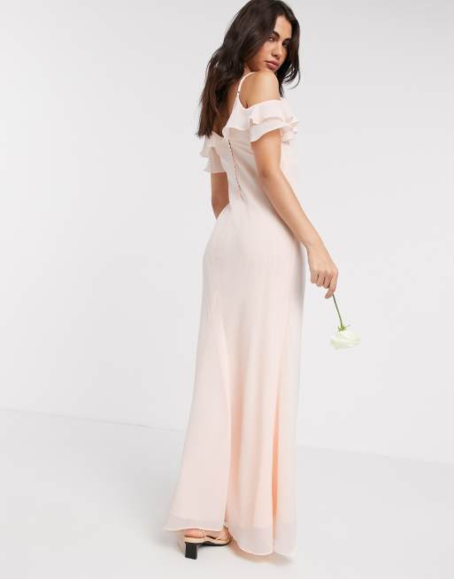 Cold shoulder pink maxi hot sale dress