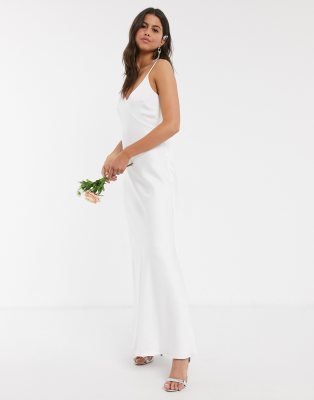 warehouse satin cami bridesmaid dress