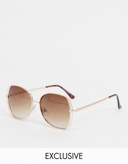 Warehouse oversized square sunglasses in gold