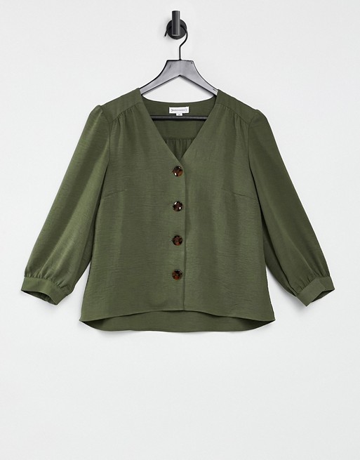 Warehouse button front top in khaki