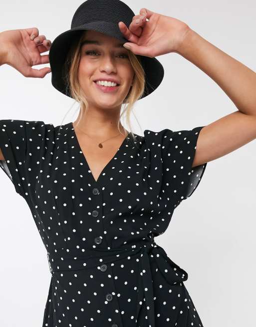 Warehouse black 2025 polka dot dress