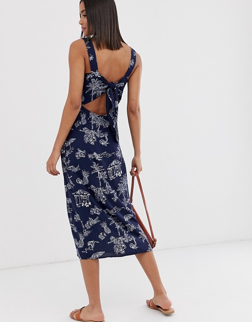 Warehouse cami dress with tie back in navy