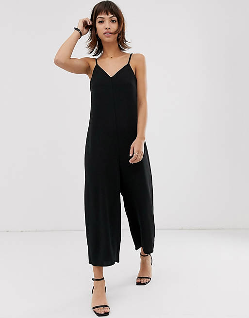 Warehouse cami jumpsuit in black
