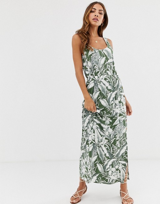 Warehouse cami maxi dress in tropical print
