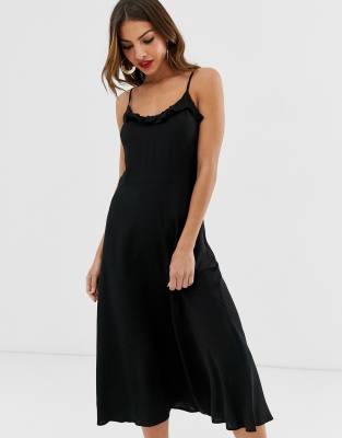 black midi cami dress