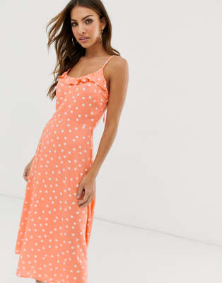 polka dot cami midi dress