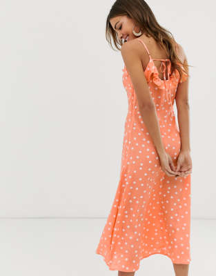 warehouse dash dot midi cami dress