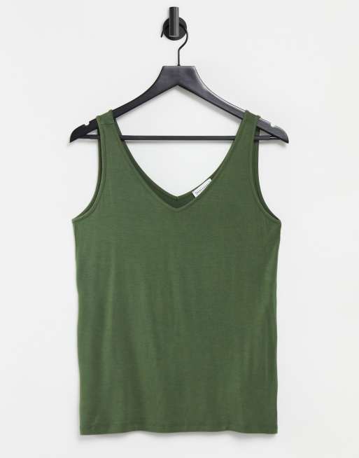 Warehouse - Canotta kaki con scollo a V