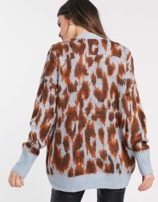 leopard print cardigan asos