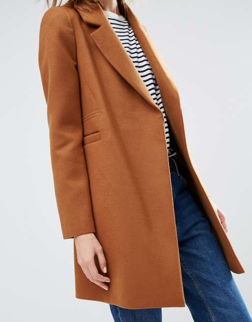 Warehouse single breasted coat tan sale