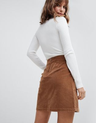 Warehouse cord a-line 2025 mini skirt in tan