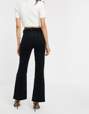 black corduroy flared trousers