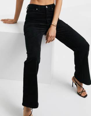 black flared corduroy trousers