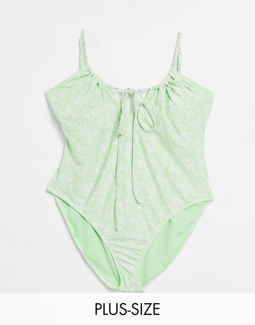 Warehouse - Costume da bagno a fiorellini arricciato multicolore