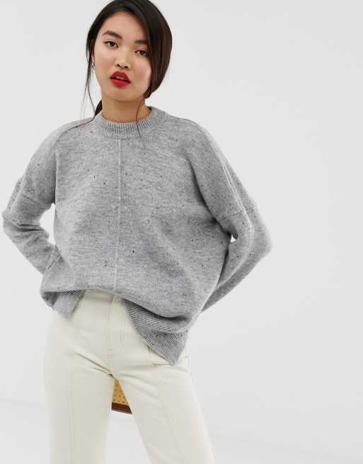 Warehouse crew neck sweater in gray