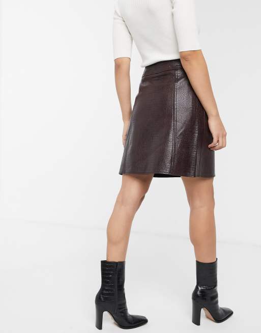 burgundy leather skirt warehouse