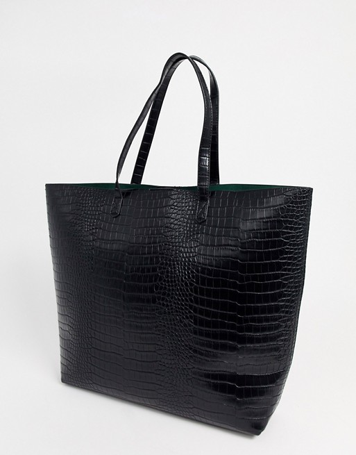 Warehouse croc tote bag in black