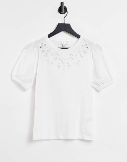 white cutwork shirt