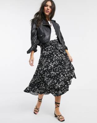 warehouse black denim skirt