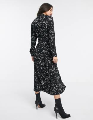 black printed midi dress