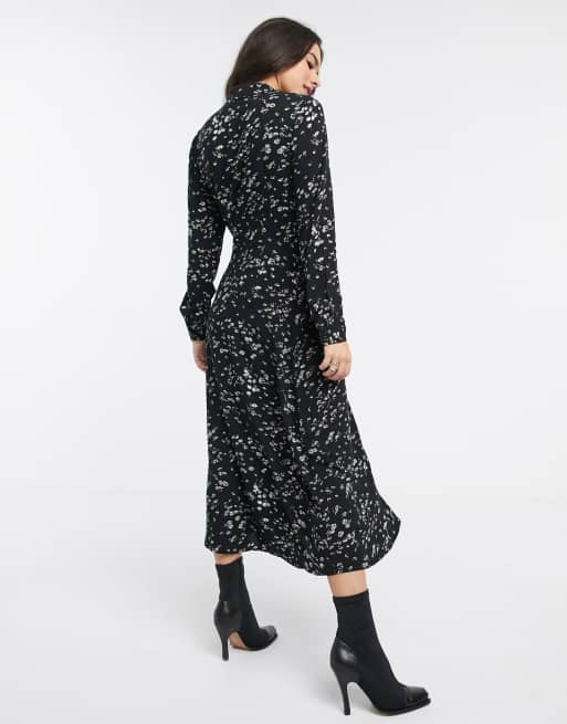 Warehouse leopard print hot sale midi shirt dress