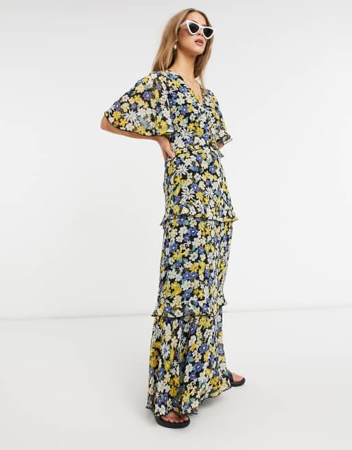 Warehouse daisy on sale tiered maxi dress