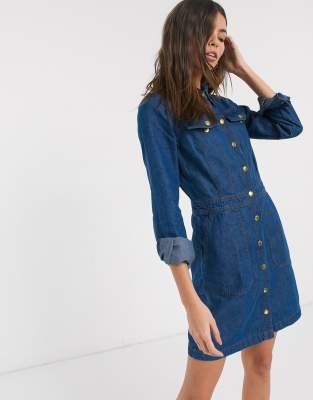 warehouse denim utility dress