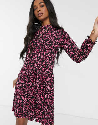 black pink floral dress